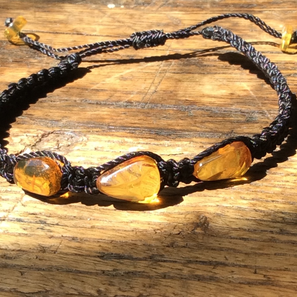 Authentic Amber Crochet Blk Bracelet New